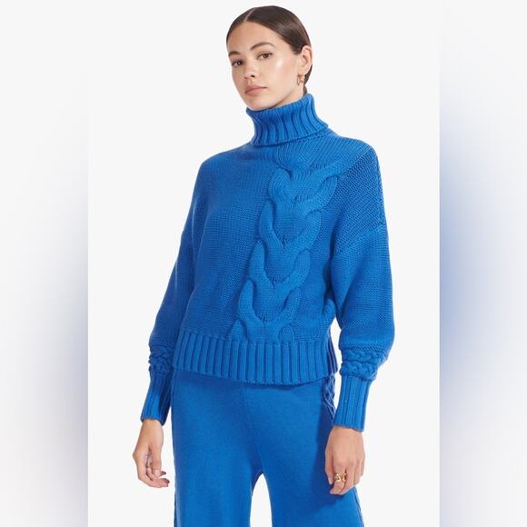 NEW NWT STAUD Cable Knit Turtleneck Sweater - Picture 1 of 8